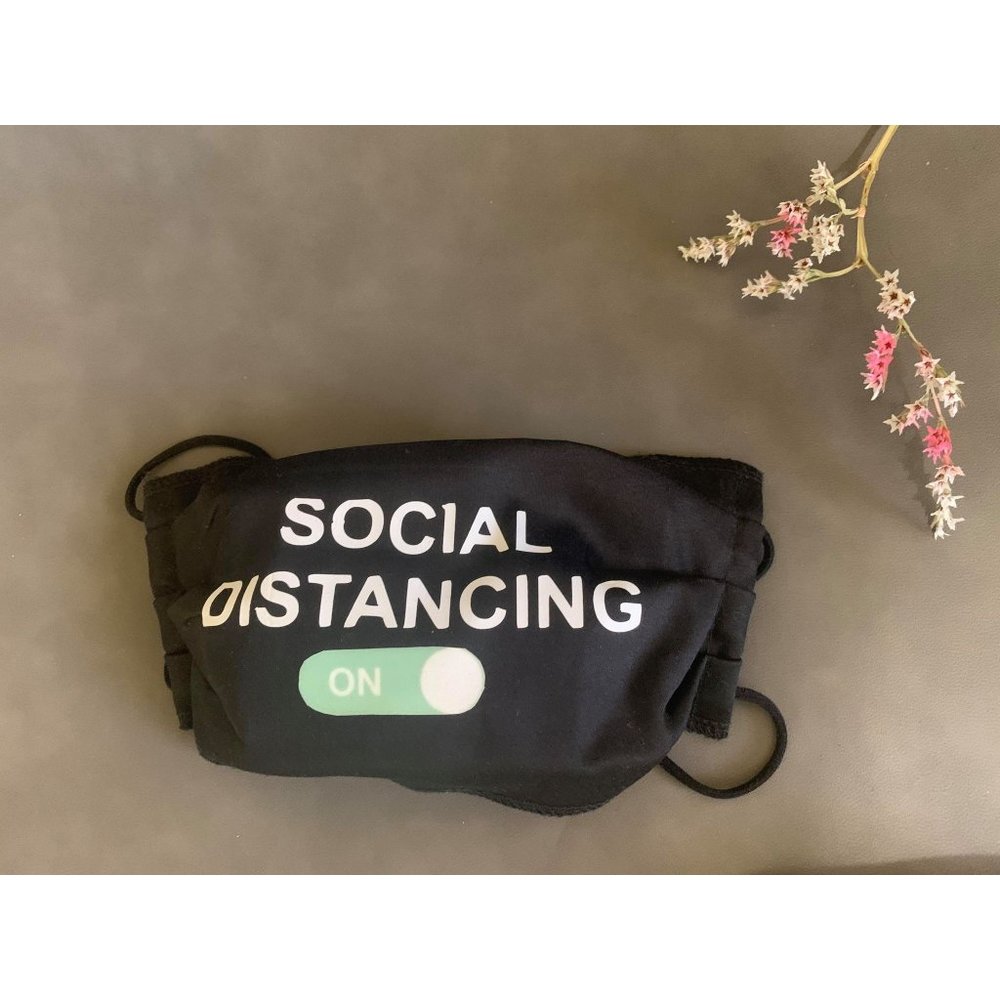 SOCIAL DISTANCING BLACK FACE MASK